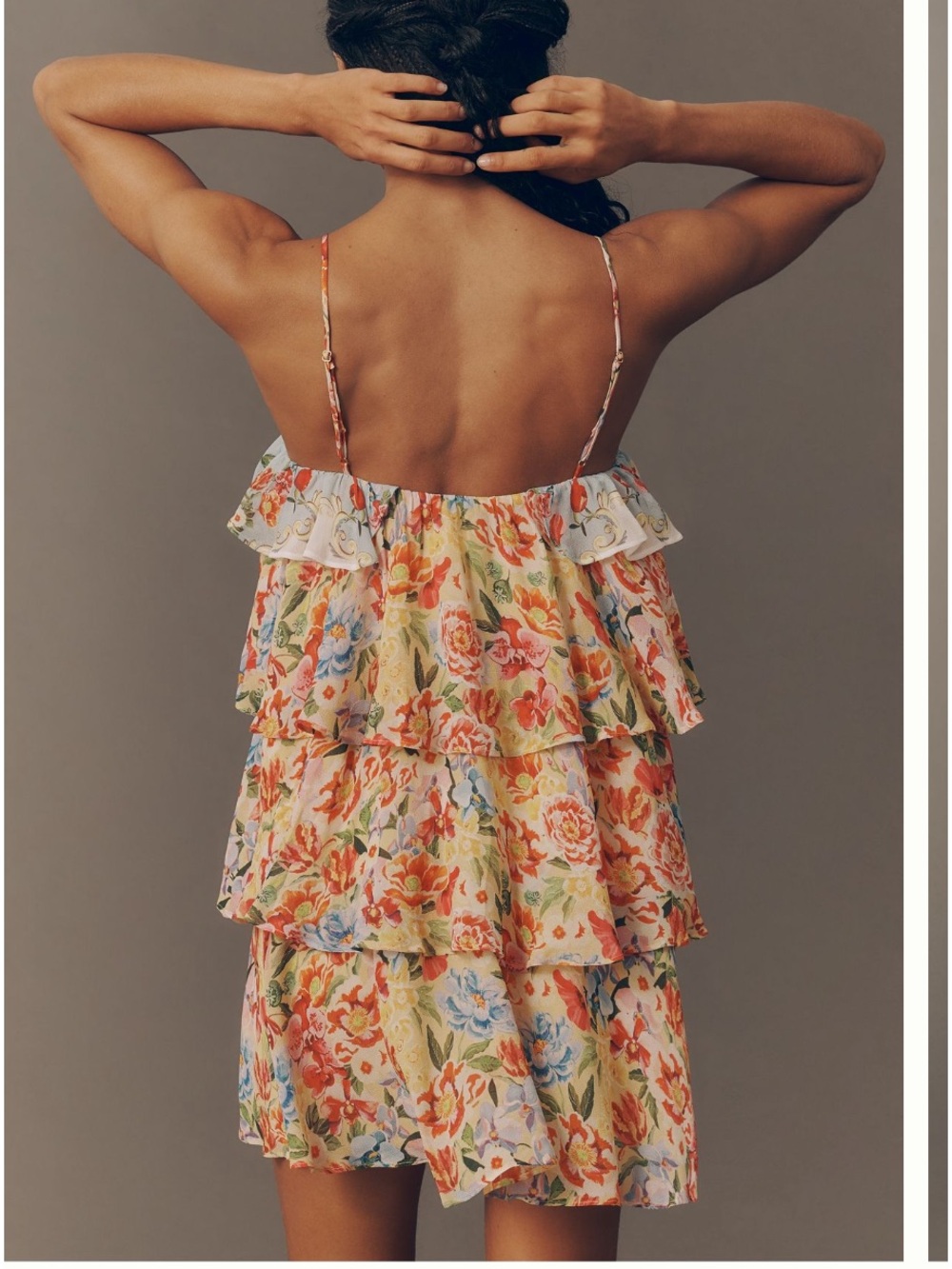 NWT Farm Rio x Anthropologie Tiered Ruffle Mini Dress Garden Terrace Pink Medium - Picture 2 of 16